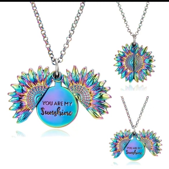 Rainbow You Are My Sunshine Open Locket Necklace - Picture 3 of 8
